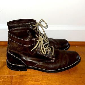 Cole Haan Brown Lace-Up Leather Boots Sz 10